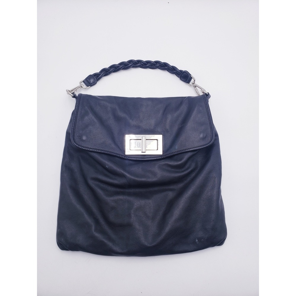 Gianni Chiarini Slouchy Shoulder Bag Purse Black Braided Handle Leather Large